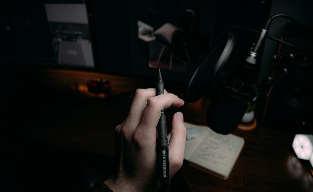 mystery writer at desk